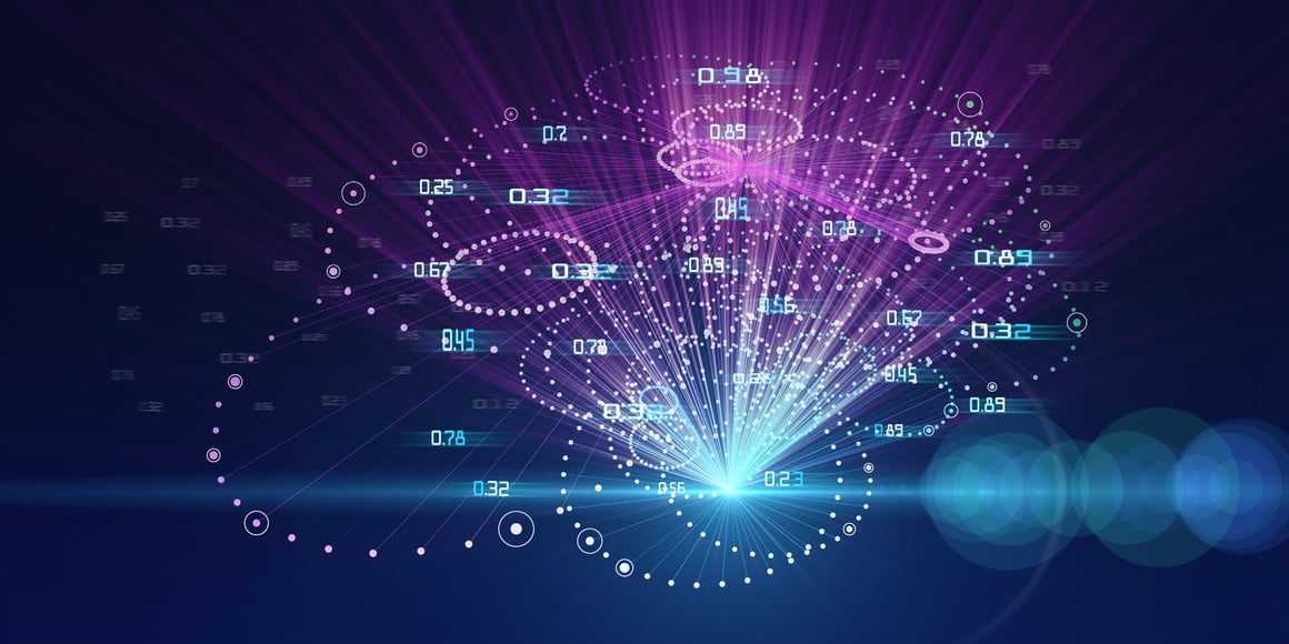 Data Quality. Abstract concept of radial method of analysis data. Business and science visualization of artificial intelligence. Big data.